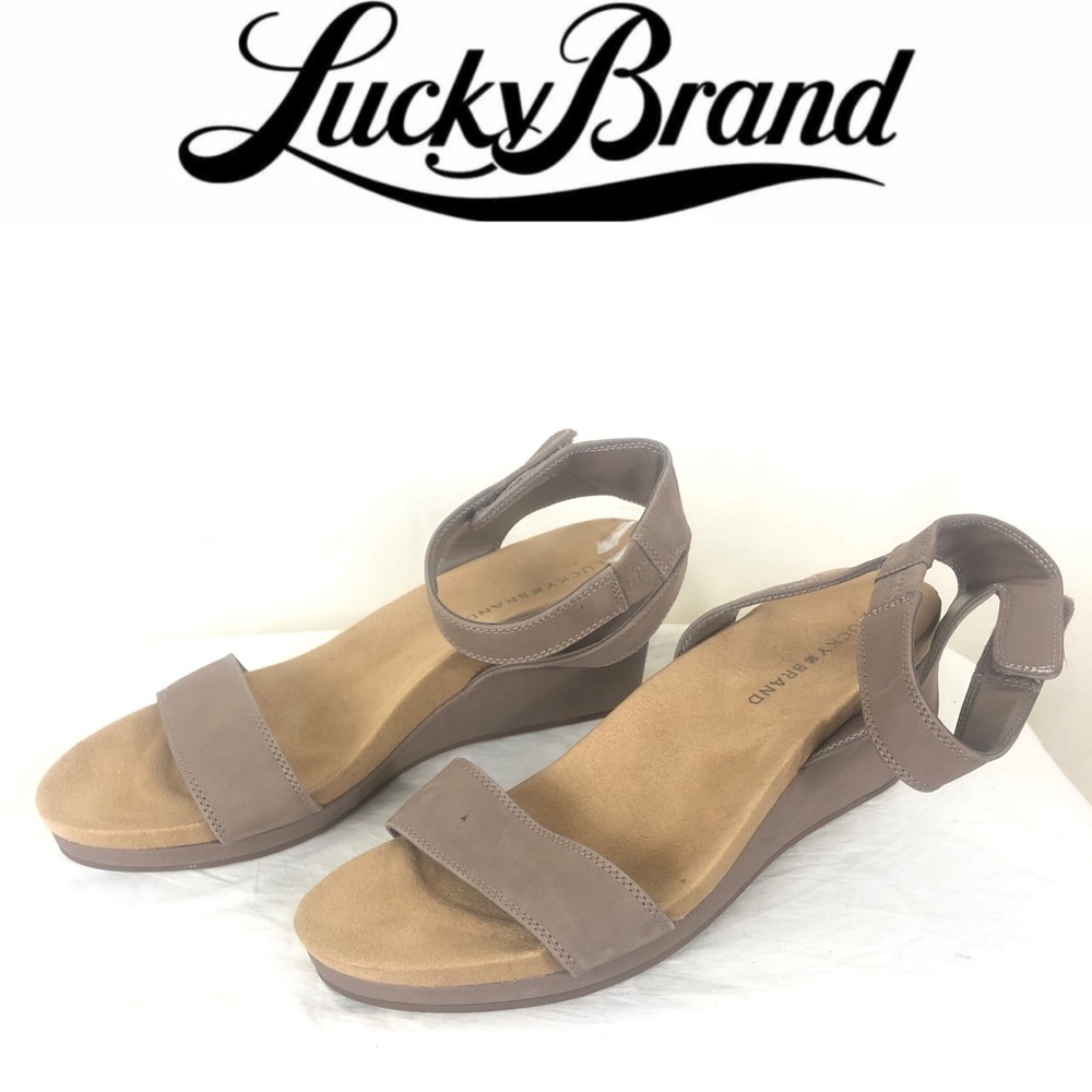 Lucky brand open toe Velcro wedge sandals size 10